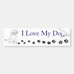Autocollant De Voiture J'aime mon adhésif pour pare-chocs de chien