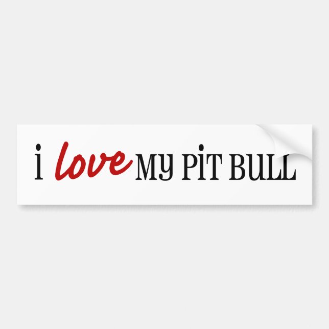Autocollant De Voiture J'aime mon adhésif pour pare-chocs de pitbull (Devant)