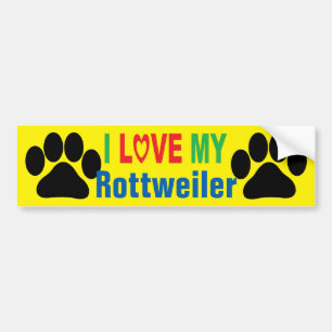Autocollant De Voiture J'aime mon adhésif pour pare-chocs de rottweiler