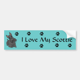 Autocollant De Voiture J'aime mon adhésif pour pare-chocs de scottie