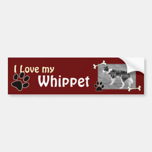Autocollant De Voiture J'aime mon adhésif pour pare-chocs de whippet