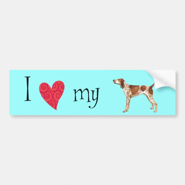 Autocollant De Voiture J'aime mon American English Coonhound (Devant)