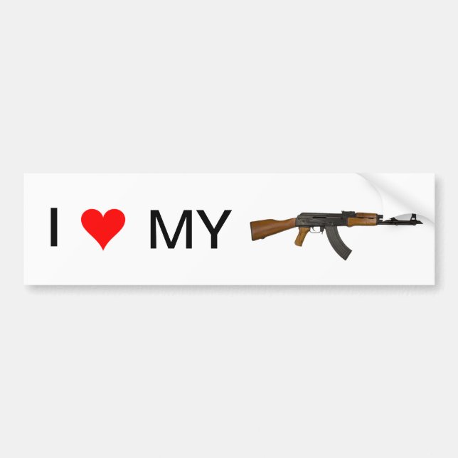 Autocollant De Voiture J'aime mon arme à feu. (AK-47) (Devant)