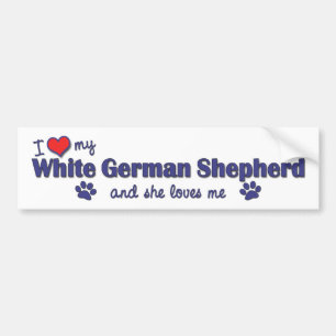 Autocollant De Voiture J'aime mon berger allemand blanc (le chien