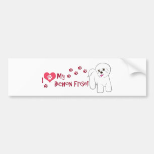 Autocollant De Voiture J'Aime Mon Bichon Frise !