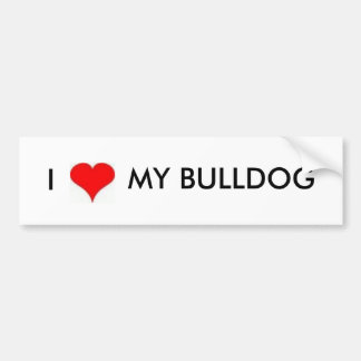 AUTOCOLLANT DE VOITURE J'AIME MON BOULEDOGUE