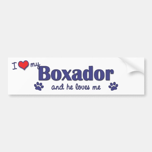 Autocollant De Voiture J'aime mon Boxador (le chien masculin) (Devant)