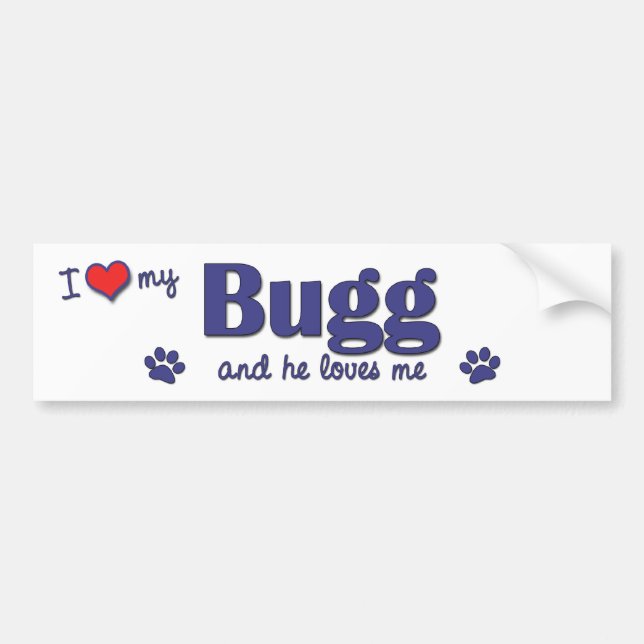 Autocollant De Voiture J'aime mon Bugg (le chien masculin) (Devant)