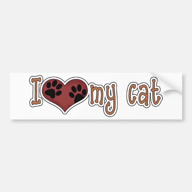 Autocollant De Voiture J'aime mon *Bumper Sticker* de chat (Devant)