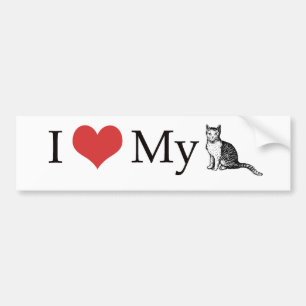 Autocollant De Voiture J'aime mon chat