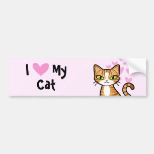 Autocollant De Voiture J'aime mon chat (concevez votre propre chat de