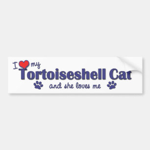 Autocollant De Voiture J'aime mon chat d'écaille (le chat femelle)