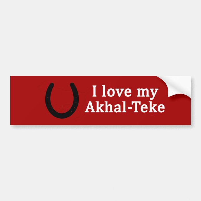 Autocollant De Voiture J'Aime Mon Cheval Akhal-Teke (Devant)