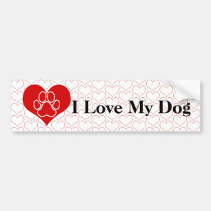 Autocollant De Voiture J'Aime Mon Chien