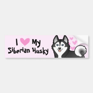 Autocollant De Voiture J'aime mon chien de traîneau sibérien/Malamute