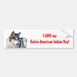 Autocollant De Voiture J'aime mon chien indien indigène