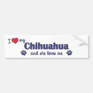 Autocollant De Voiture J'aime mon chiwawa (le chien femelle)