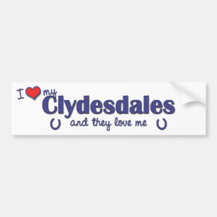 Autocollant De Voiture J'aime mon Clydesdales (les chevaux multiples)