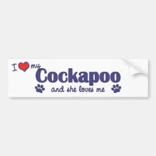 Autocollant De Voiture J'aime mon Cockapoo (le chien femelle)
