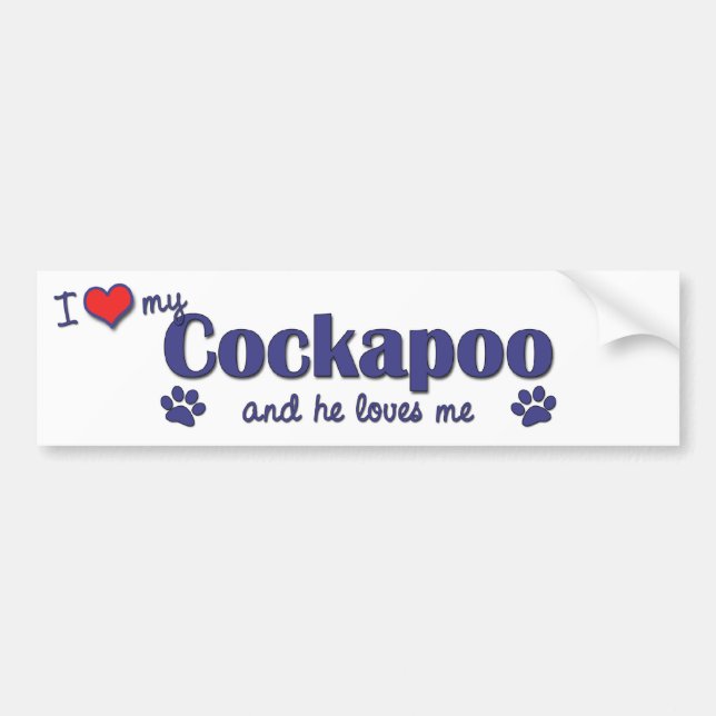 Autocollant De Voiture J'aime mon Cockapoo (le chien masculin) (Devant)
