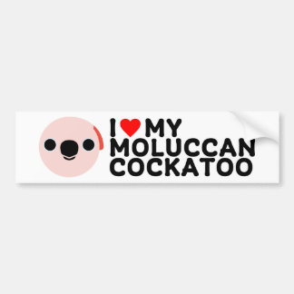AUTOCOLLANT DE VOITURE J'AIME MON COCKATOO MOLUCCAN