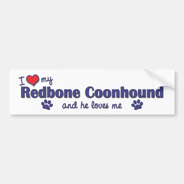 Autocollant De Voiture J'aime mon Coonhound de Redbone (le chien (Devant)