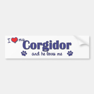 Autocollant De Voiture J'aime mon Corgidor (le chien masculin)