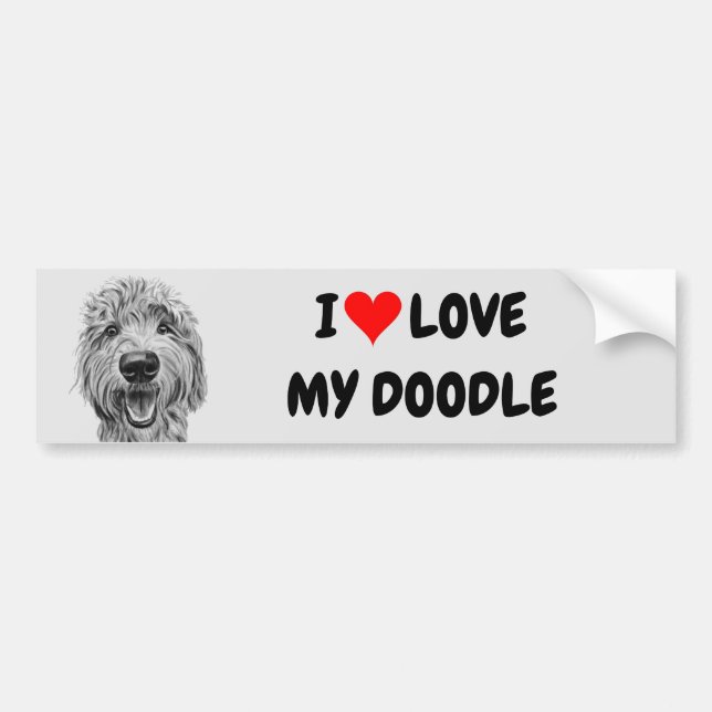 Autocollant De Voiture J'aime mon Doodle (Devant)