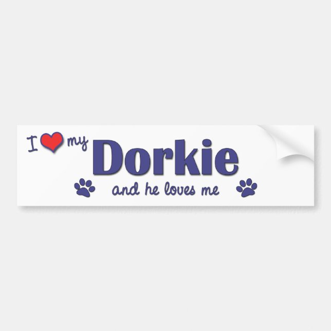 Autocollant De Voiture J'aime mon Dorkie (le chien masculin) (Devant)