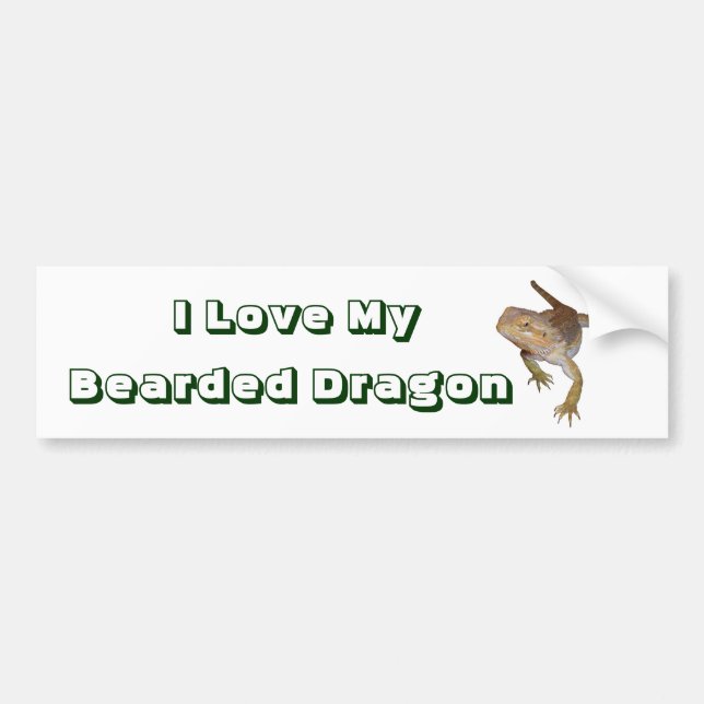Autocollant De Voiture J'aime mon dragon barbu (Devant)