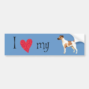 Autocollant De Voiture J'aime mon Fil Fou Fox Terrier
