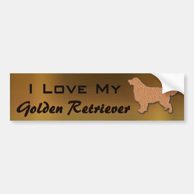 Autocollant De Voiture J'aime mon golden retriever (Devant)