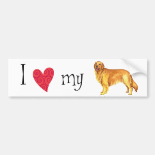 Autocollant De Voiture J'aime mon Golden Retriever