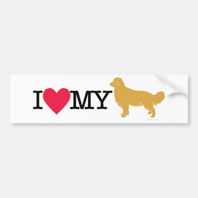 Autocollant De Voiture J'aime mon golden retriever ! (Devant)