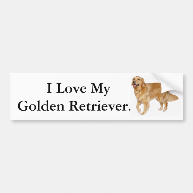 Autocollant De Voiture J'aime mon golden retriever (Devant)