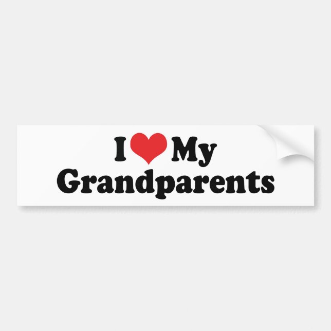 Autocollant De Voiture J'Aime Mon Grand-Parents Bumper Sticker (Devant)