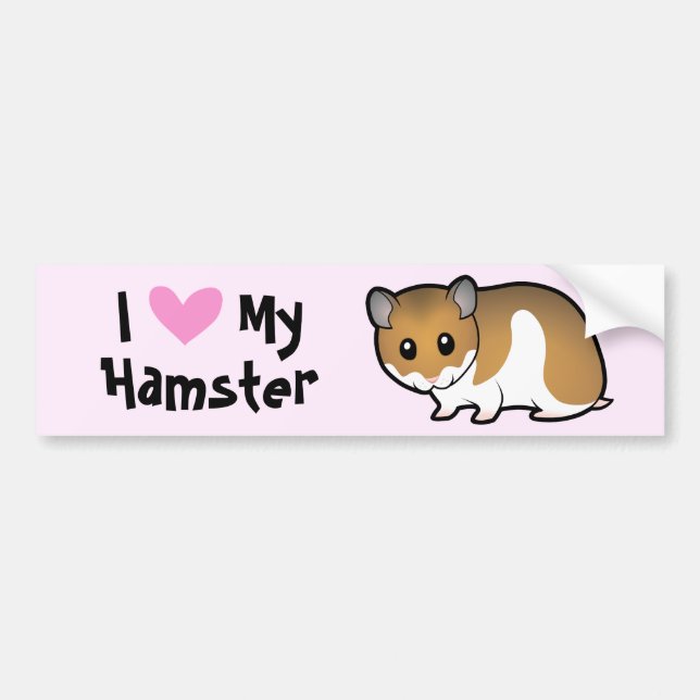 Autocollant De Voiture J'aime mon hamster (syrien) (Devant)