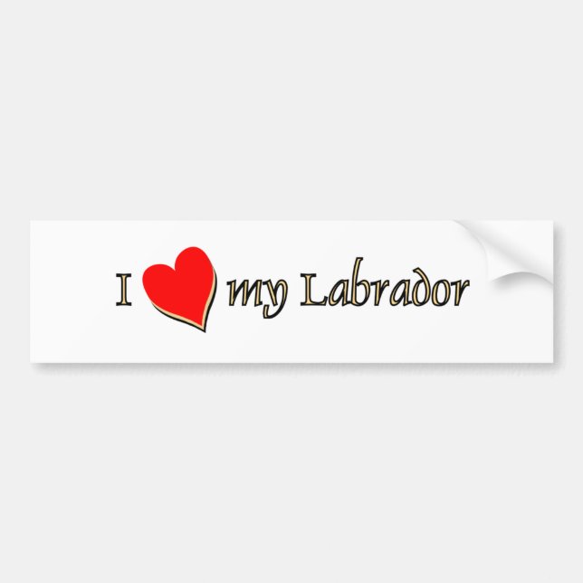 Autocollant De Voiture J'aime mon Labrador Red Heart (Devant)