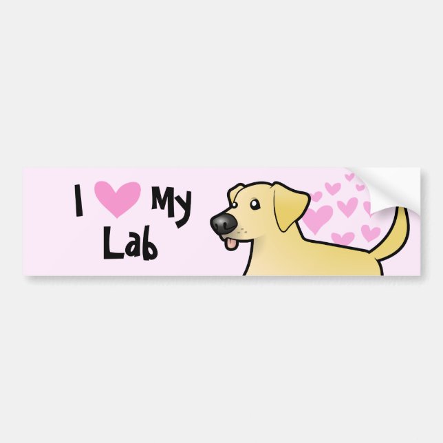 Autocollant De Voiture J'aime mon labrador retriever (Devant)