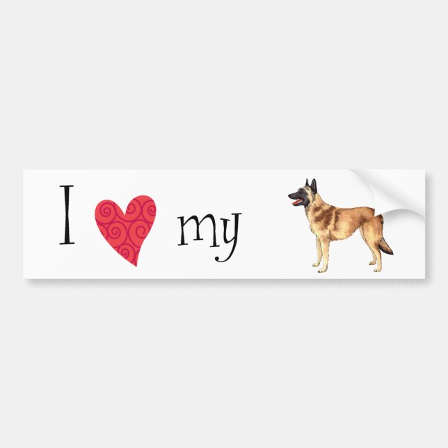 Autocollant De Voiture J'aime mon Malinois belge (Devant)