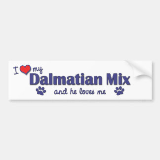 Autocollant De Voiture J'aime mon mélange dalmatien (le chien masculin)
