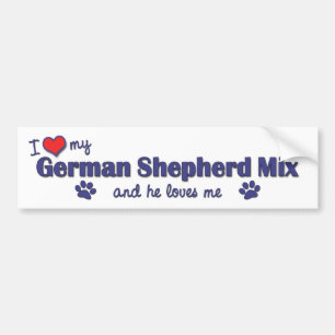 Autocollant De Voiture J'aime mon mélange de berger allemand (le chien
