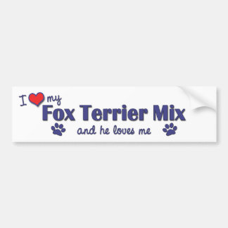Autocollant De Voiture J'aime mon mélange de Fox Terrier (le chien