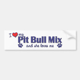 Autocollant De Voiture J'aime mon mélange de pitbull (le chien femelle)