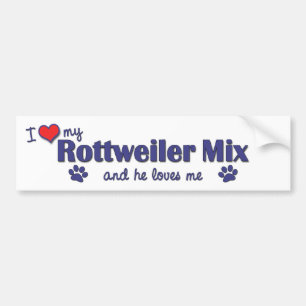 Autocollant De Voiture J'aime mon mélange de rottweiler (le chien