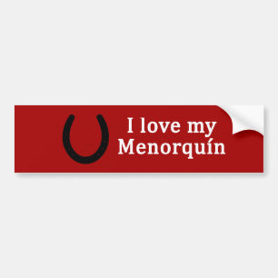 Autocollant De Voiture J'Aime Mon Minorquin Cheval