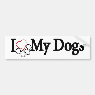 Autocollant De Voiture J'aime mon noir de chiens sur l'adhésif pour