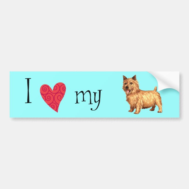 Autocollant De Voiture J'aime mon Norwich Terrier (Devant)