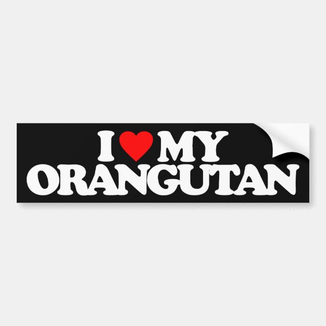 AUTOCOLLANT DE VOITURE J'AIME MON ORANG-OUTAN (Devant)