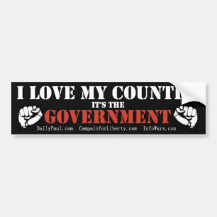 Autocollant De Voiture J'aime mon pays son le gouvernement